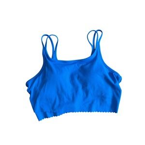 Danskin Scallop Crop‎ Tank Wicking Moisture Control 4-Way Stretch Palace Blue M
